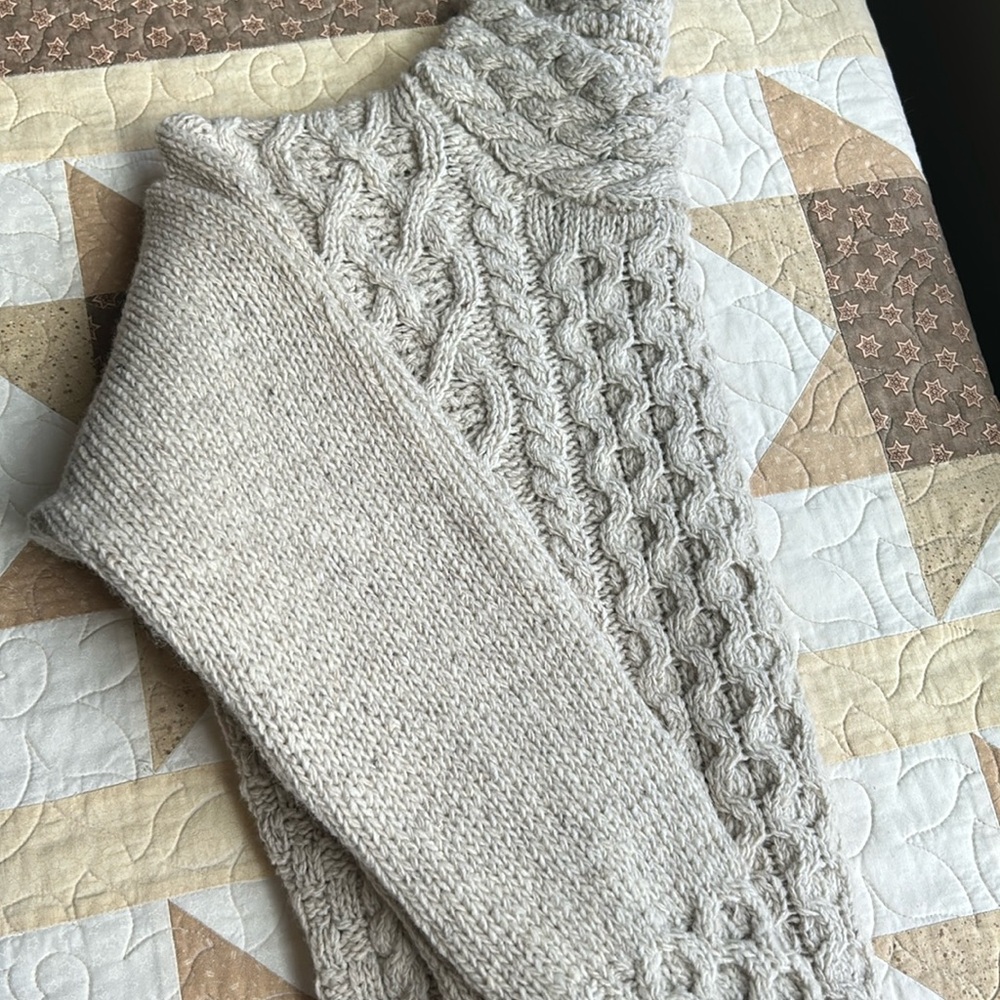 Irish high neck imported sweater, lovely dove gray, cashmere.